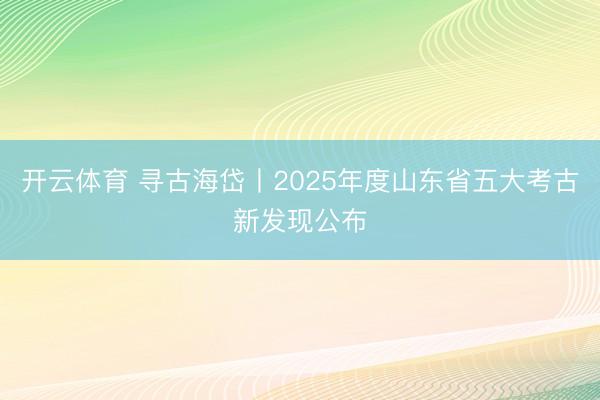 开云体育 寻古海岱丨2025年度山东省五大考古新发现公布