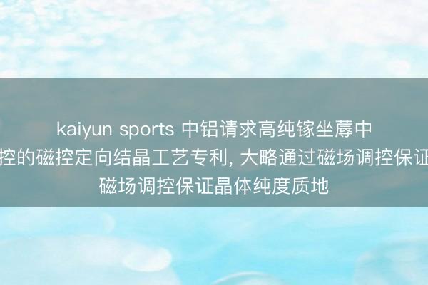 kaiyun sports 中铝请求高纯镓坐蓐中自安妥磁场调控的磁控定向结晶工艺专利， 大略通过磁场调控保证晶体纯度质地