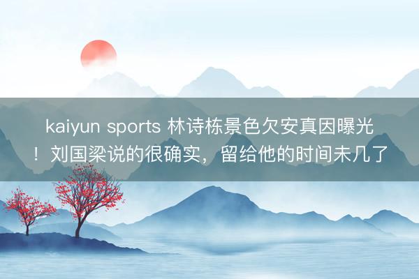 kaiyun sports 林诗栋景色欠安真因曝光!刘国梁说的很确实,留给他的时间未几了