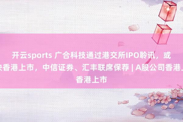 开云sports 广合科技通过港交所IPO聆讯，或很快香港上市，中信证券、汇丰联席保荐 | A股公司香港上市