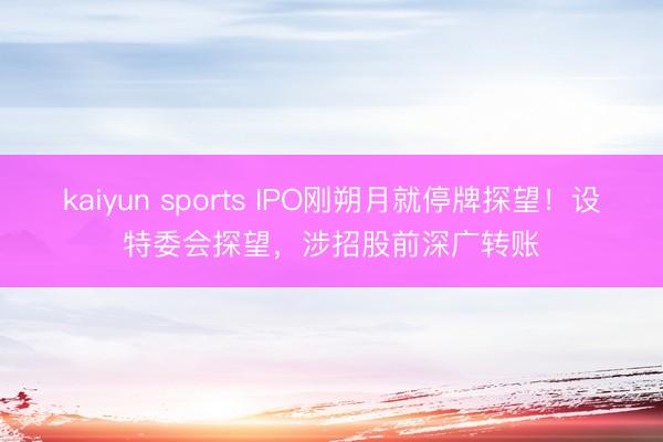 kaiyun sports IPO刚朔月就停牌探望!设特委会探望,涉招股前深广转账