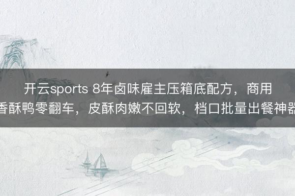 开云sports 8年卤味雇主压箱底配方，商用香酥鸭零翻车，皮酥肉嫩不回软，档口批量出餐神器