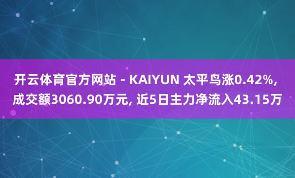 开云体育官方网站 - KAIYUN 太平鸟涨0.42%, 成交额3060.90万元, 近5日主力净流入43.15万