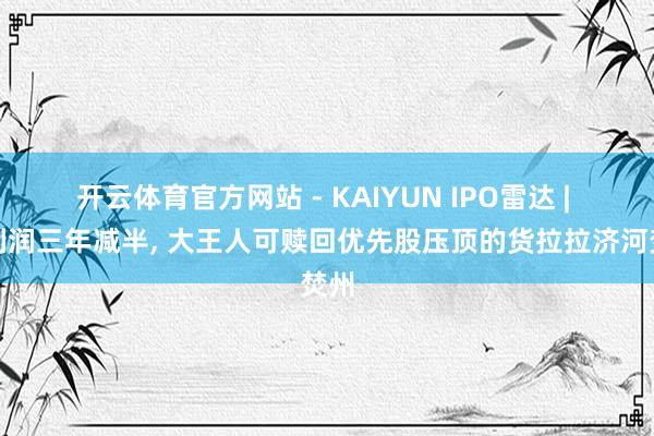 开云体育官方网站 - KAIYUN IPO雷达 | 净利润三年减半， 大王人可赎回优先股压顶的货拉拉济河焚州