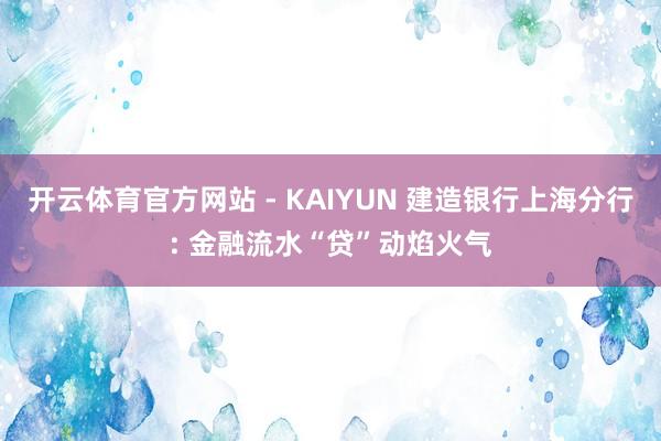 开云体育官方网站 - KAIYUN 建造银行上海分行: 金融流水“贷”动焰火气
