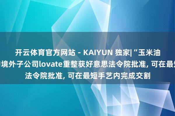 开云体育官方网站 - KAIYUN 独家|“玉米油第一股”西王食物境外子公司lovate重整获好意思法令院批准, 可在最短手艺内完成交割