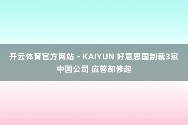开云体育官方网站 - KAIYUN 好意思国制裁3家中国公司 应答部修起