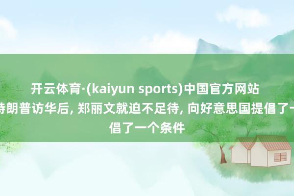开云体育·(kaiyun sports)中国官方网站 知说念特朗普访华后， 郑丽文就迫不足待， 向好意思国提倡了一个条件