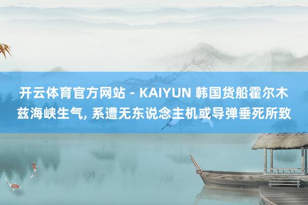 开云体育官方网站 - KAIYUN 韩国货船霍尔木兹海峡生气， 系遭无东说念主机或导弹垂死所致